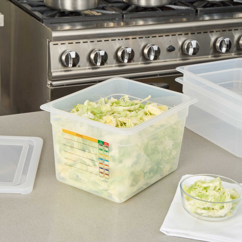 Met Lux Rectangle White Polypropylene Half Size Food Pan - 8" Deep, with Label - 1 count box