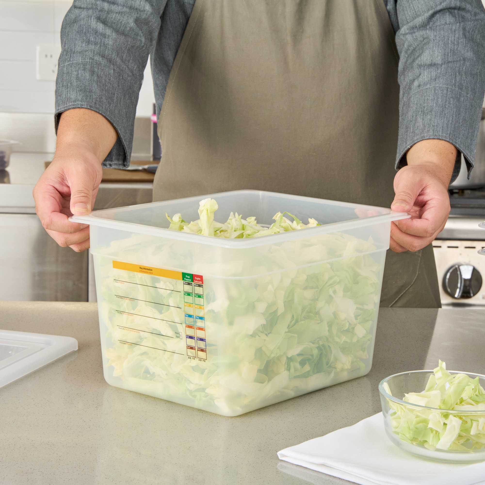Met Lux Rectangle White Polypropylene Half Size Food Pan - 8" Deep, with Label - 1 count box