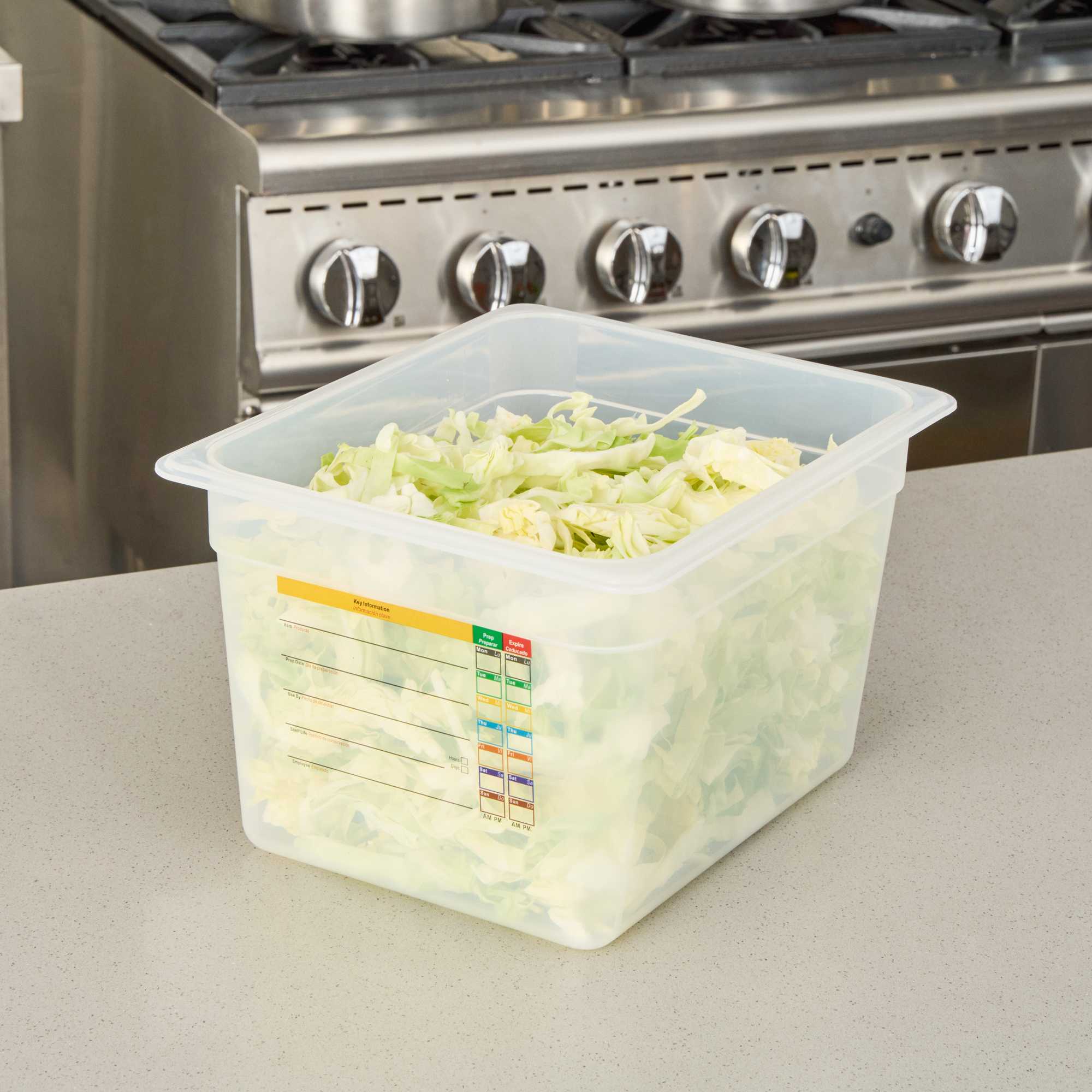 Met Lux Rectangle White Polypropylene Half Size Food Pan - 8" Deep, with Label - 1 count box