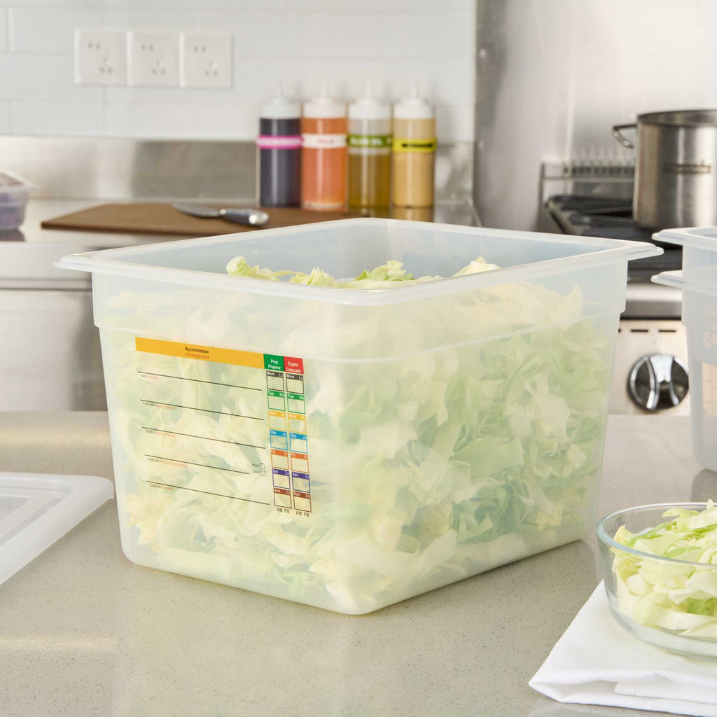 Met Lux Rectangle White Polypropylene Half Size Food Pan - 8" Deep, with Label - 1 count box