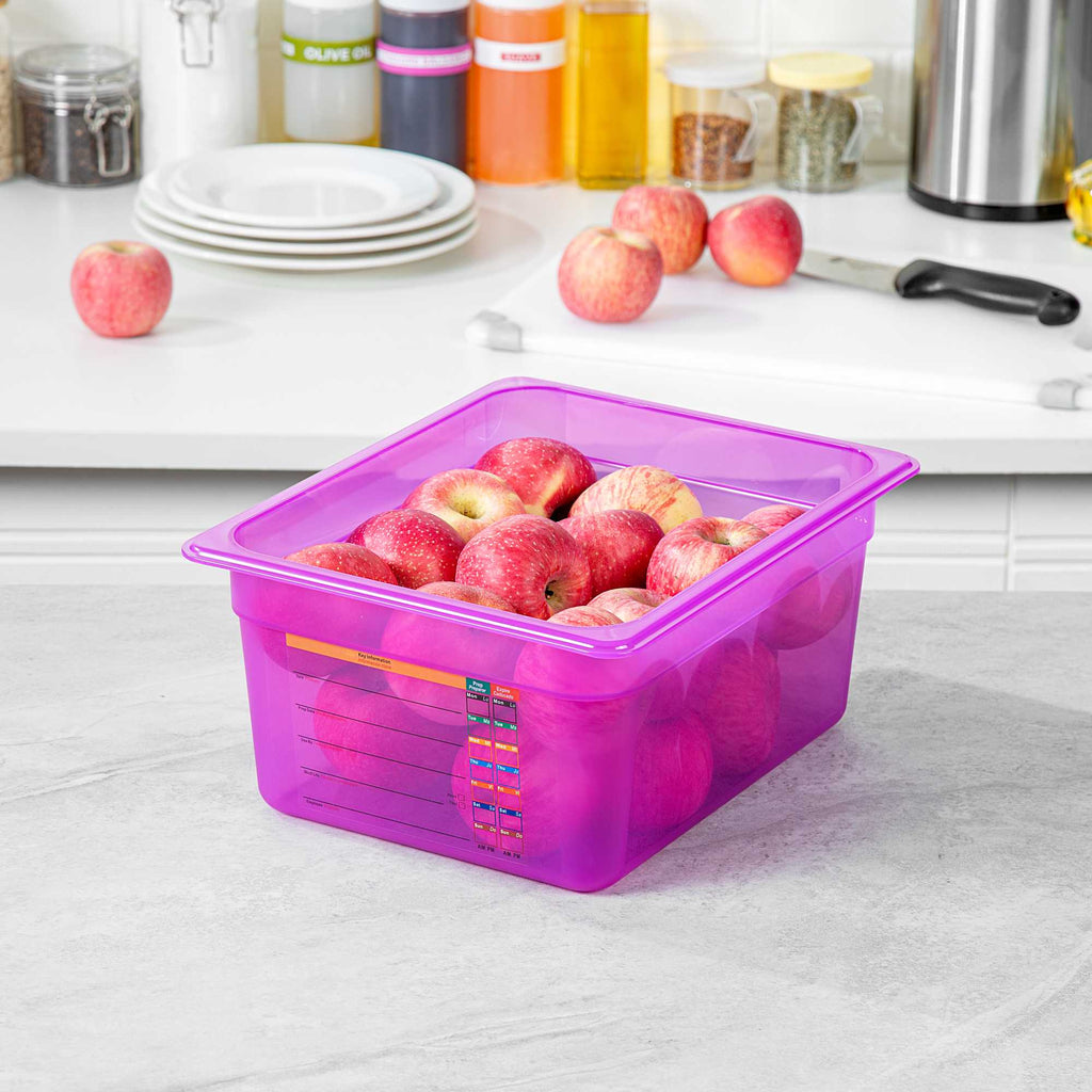 Met Lux Purple Allergen-Free Polypropylene Half Size Food Pan - 6" Deep, with Label - 1 count box