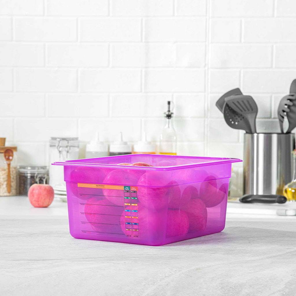 Met Lux Purple Allergen-Free Polypropylene Half Size Food Pan - 6" Deep, with Label - 1 count box