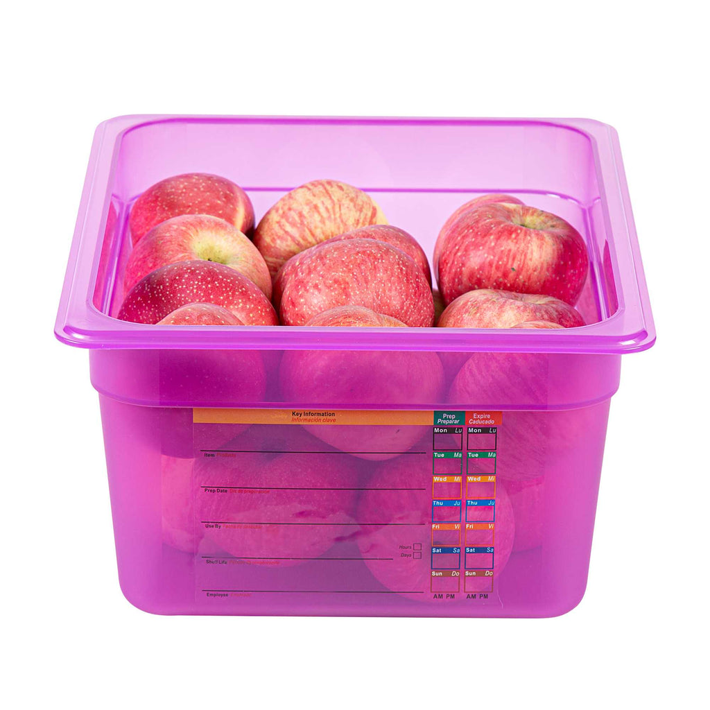 Met Lux Purple Allergen-Free Polypropylene Half Size Food Pan - 6" Deep, with Label - 10 count box