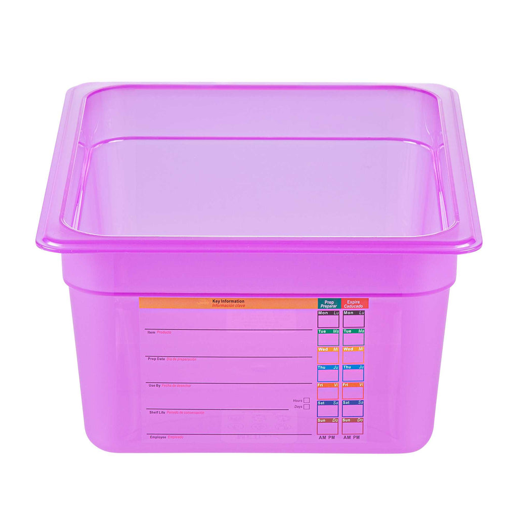 Met Lux Purple Allergen-Free Polypropylene Half Size Food Pan - 6" Deep, with Label - 10 count box