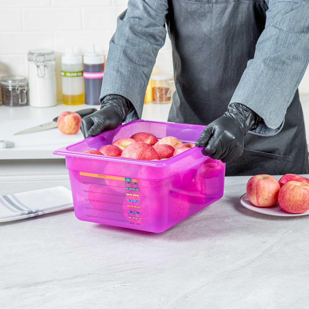 Met Lux Purple Allergen-Free Polypropylene Half Size Food Pan - 6" Deep, with Label - 10 count box