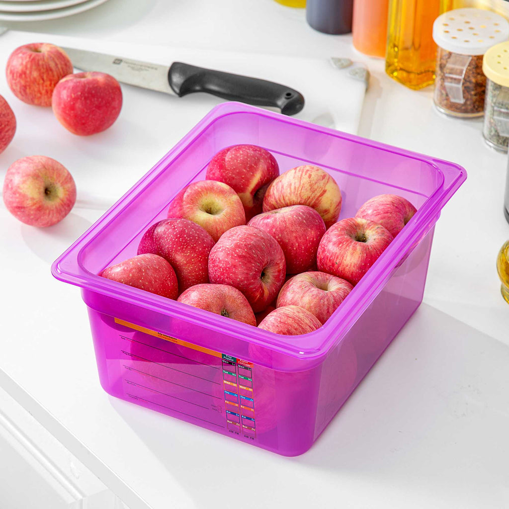 Met Lux Purple Allergen-Free Polypropylene Half Size Food Pan - 6" Deep, with Label - 10 count box