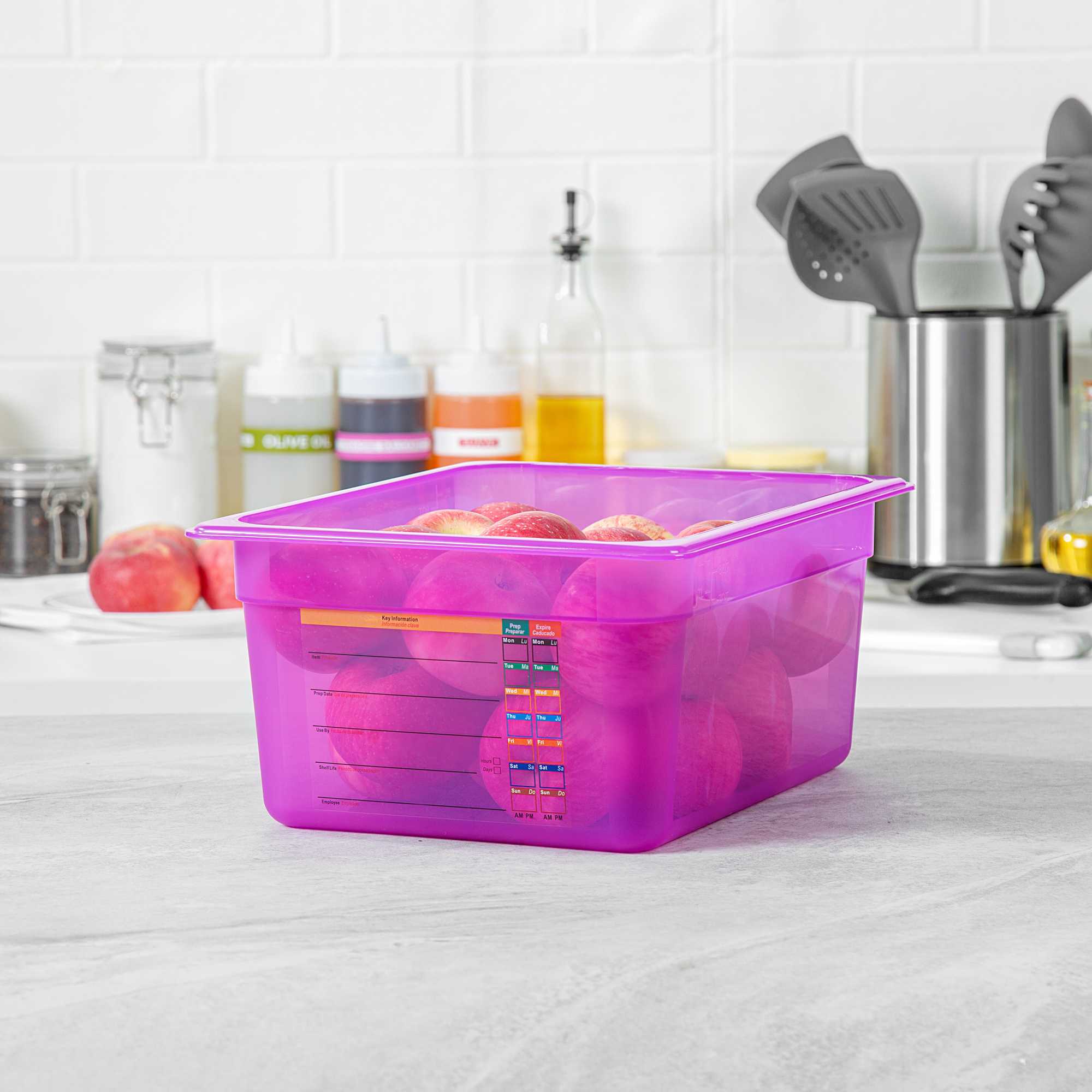 Met Lux Purple Allergen-Free Polypropylene Half Size Food Pan - 6" Deep, with Label - 10 count box