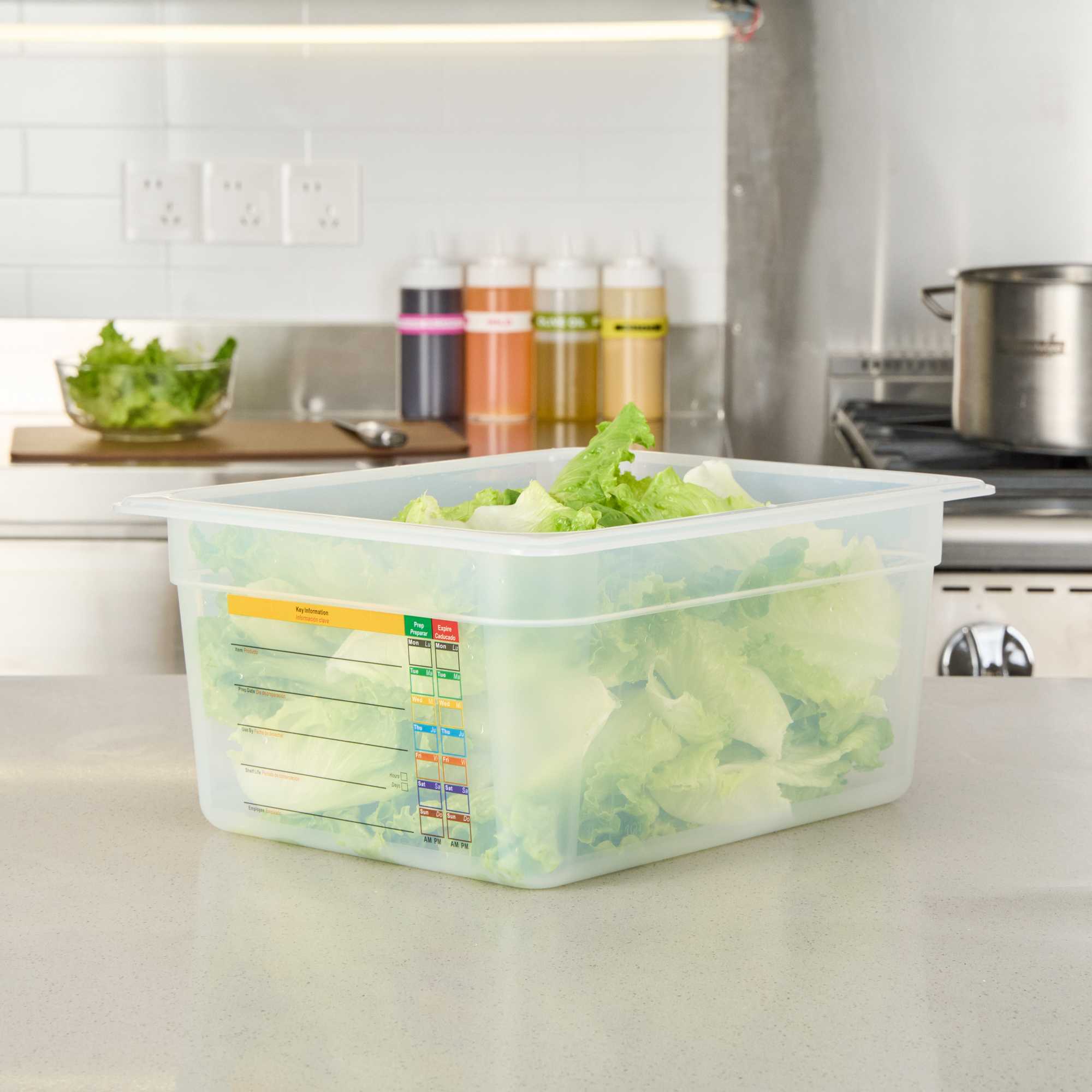 Met Lux Rectangle White Polypropylene Half Size Food Pan - 6" Deep, with Label - 1 count box