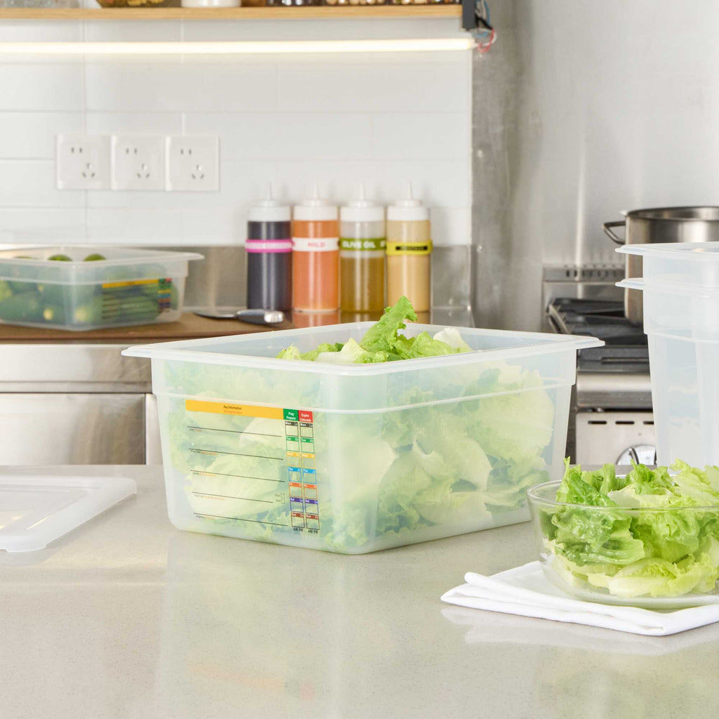 Met Lux Rectangle White Polypropylene Half Size Food Pan - 6" Deep, with Label - 1 count box