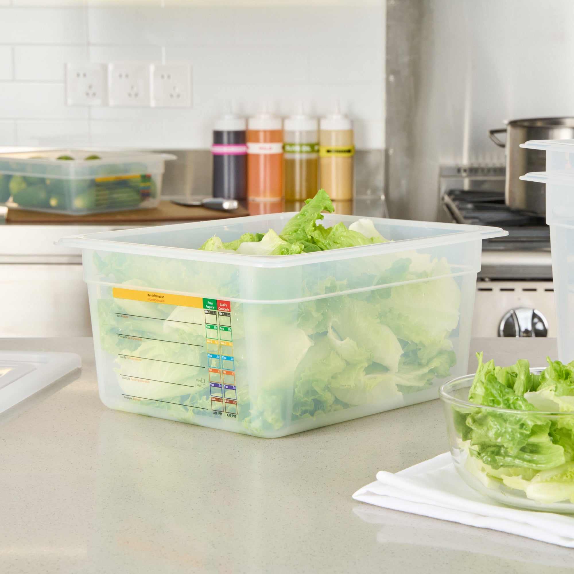Met Lux Rectangle White Polypropylene Half Size Food Pan - 6" Deep, with Label - 10 count box