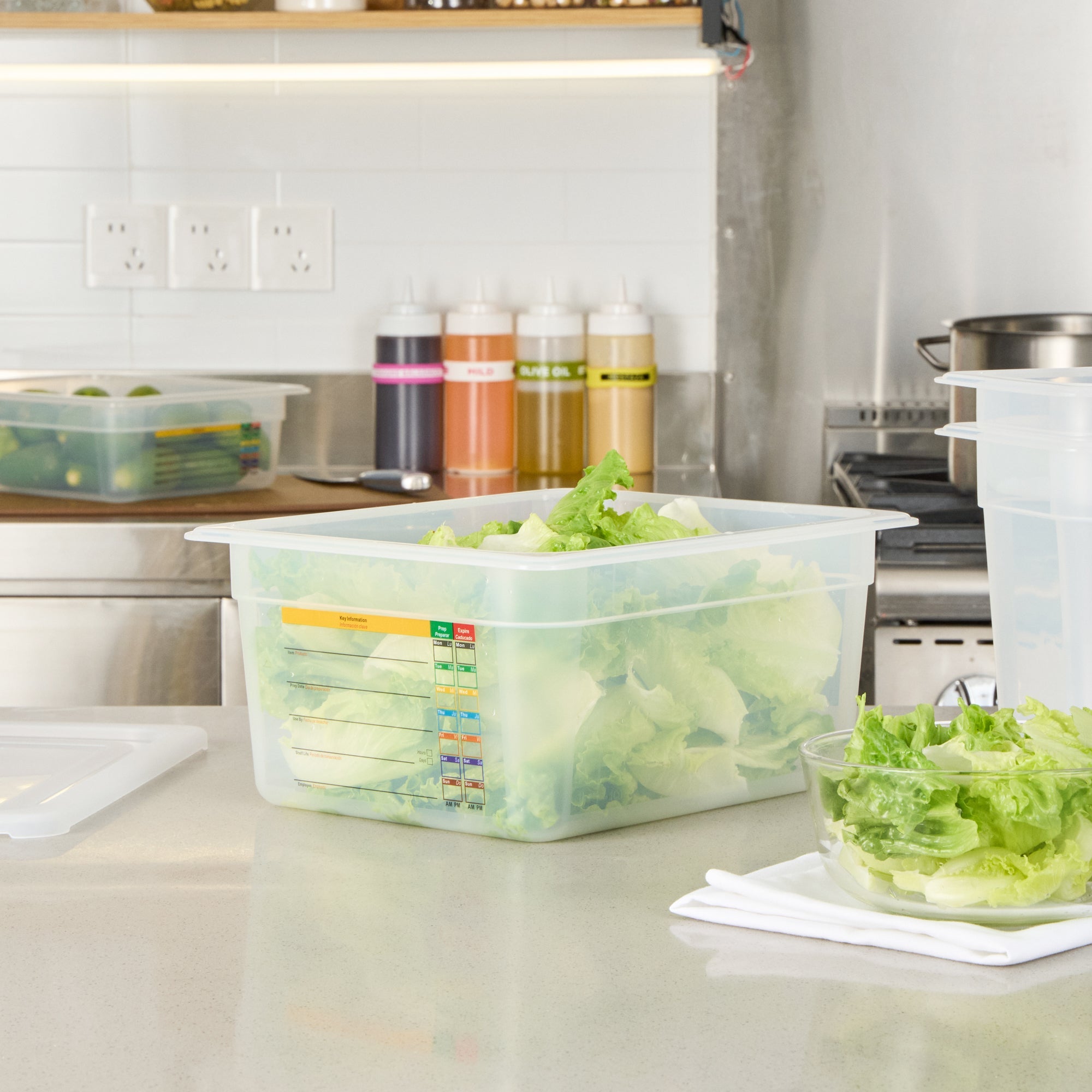 Met Lux Rectangle White Polypropylene Half Size Food Pan - 6" Deep, with Label - 10 count box