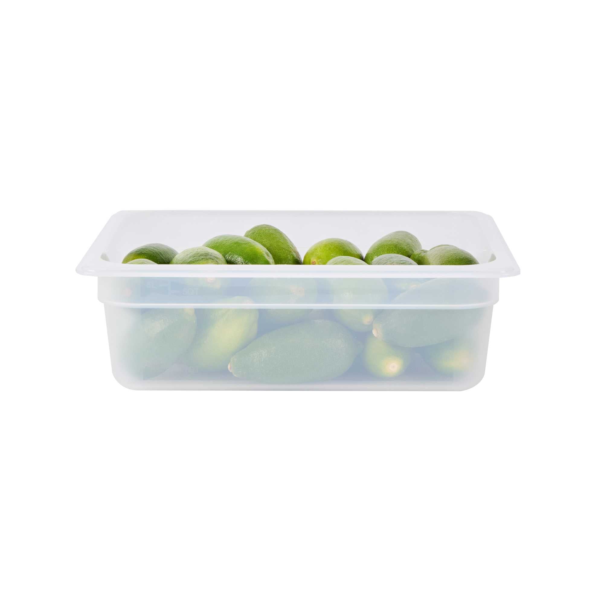 Met Lux Rectangle White Polypropylene Half Size Food Pan - 4" Deep, with Label - 1 count box