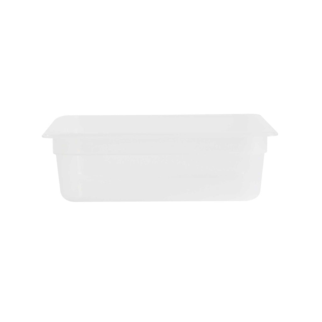 Met Lux Rectangle White Polypropylene Half Size Food Pan - 4" Deep, with Label - 1 count box