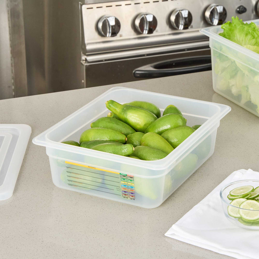 Met Lux Rectangle White Polypropylene Half Size Food Pan - 4" Deep, with Label - 1 count box