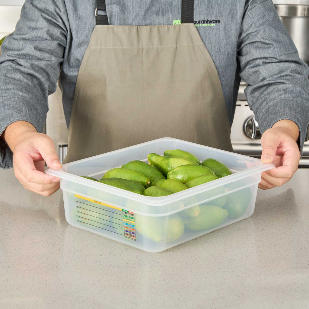 Met Lux Rectangle White Polypropylene Half Size Food Pan - 4" Deep, with Label - 1 count box