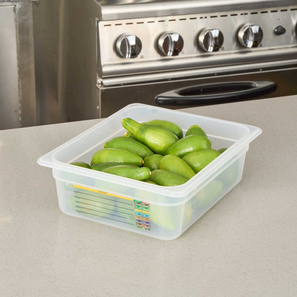 Met Lux Rectangle White Polypropylene Half Size Food Pan - 4" Deep, with Label - 1 count box