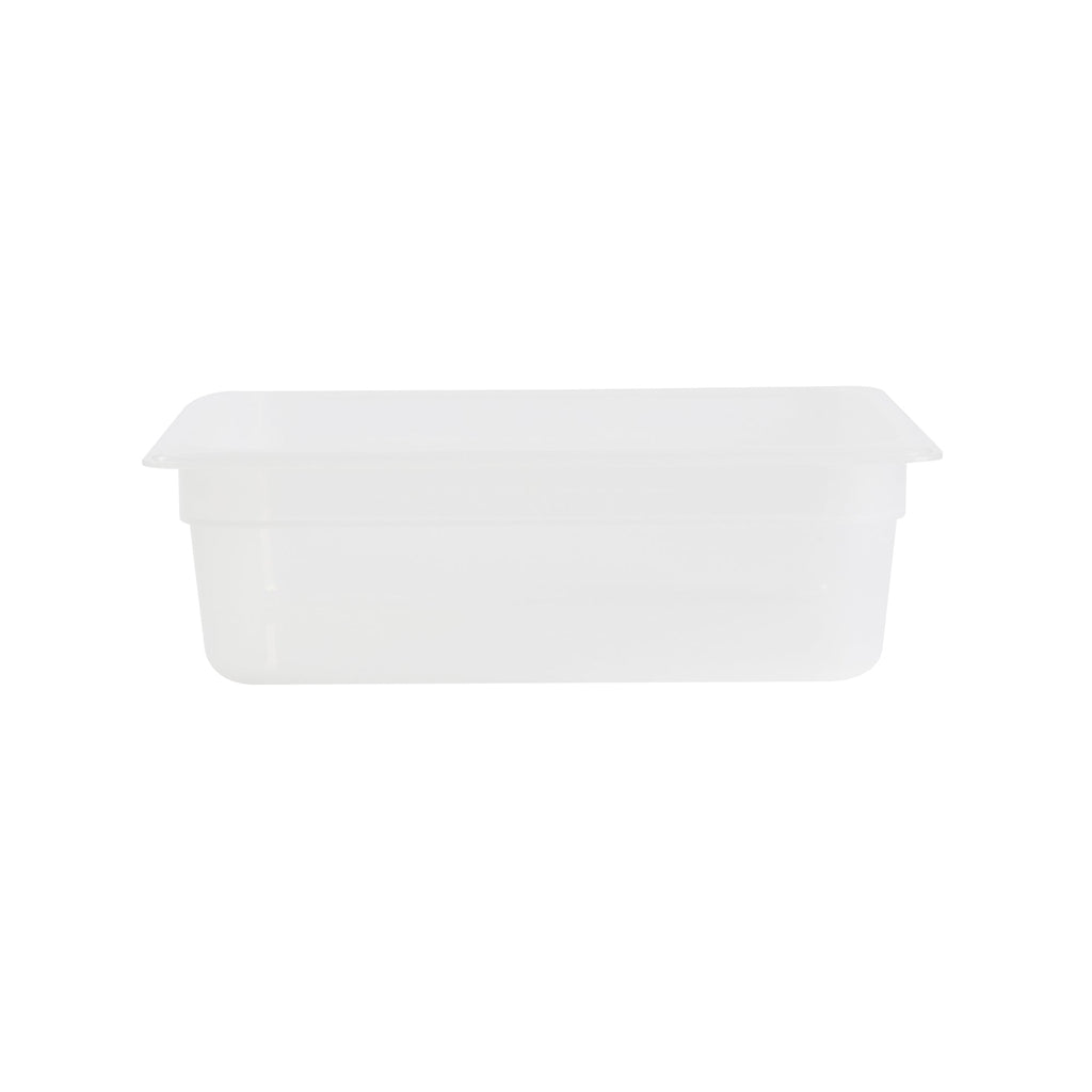 Met Lux Rectangle White Polypropylene Half Size Food Pan - 4" Deep, with Label - 10 count box