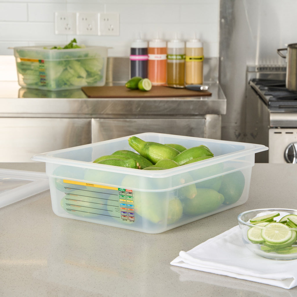 Met Lux Rectangle White Polypropylene Half Size Food Pan - 4" Deep, with Label - 10 count box