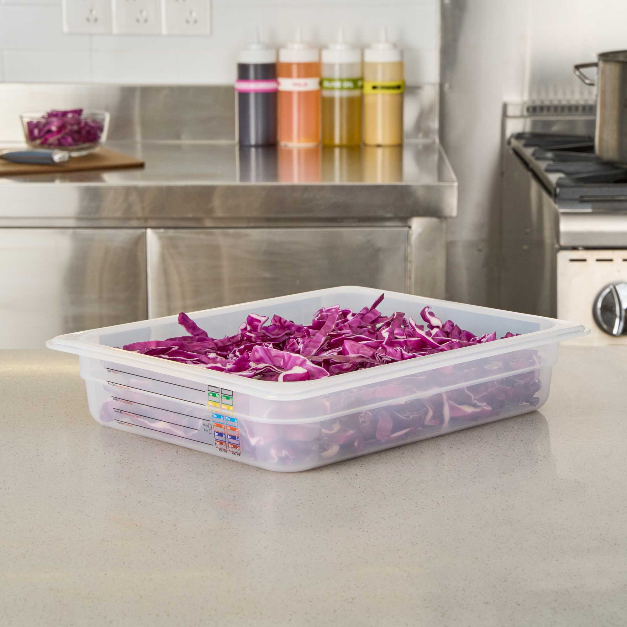 Met Lux Rectangle White Polypropylene Half Size Food Pan - 2.5" Deep, with Label - 1 count box