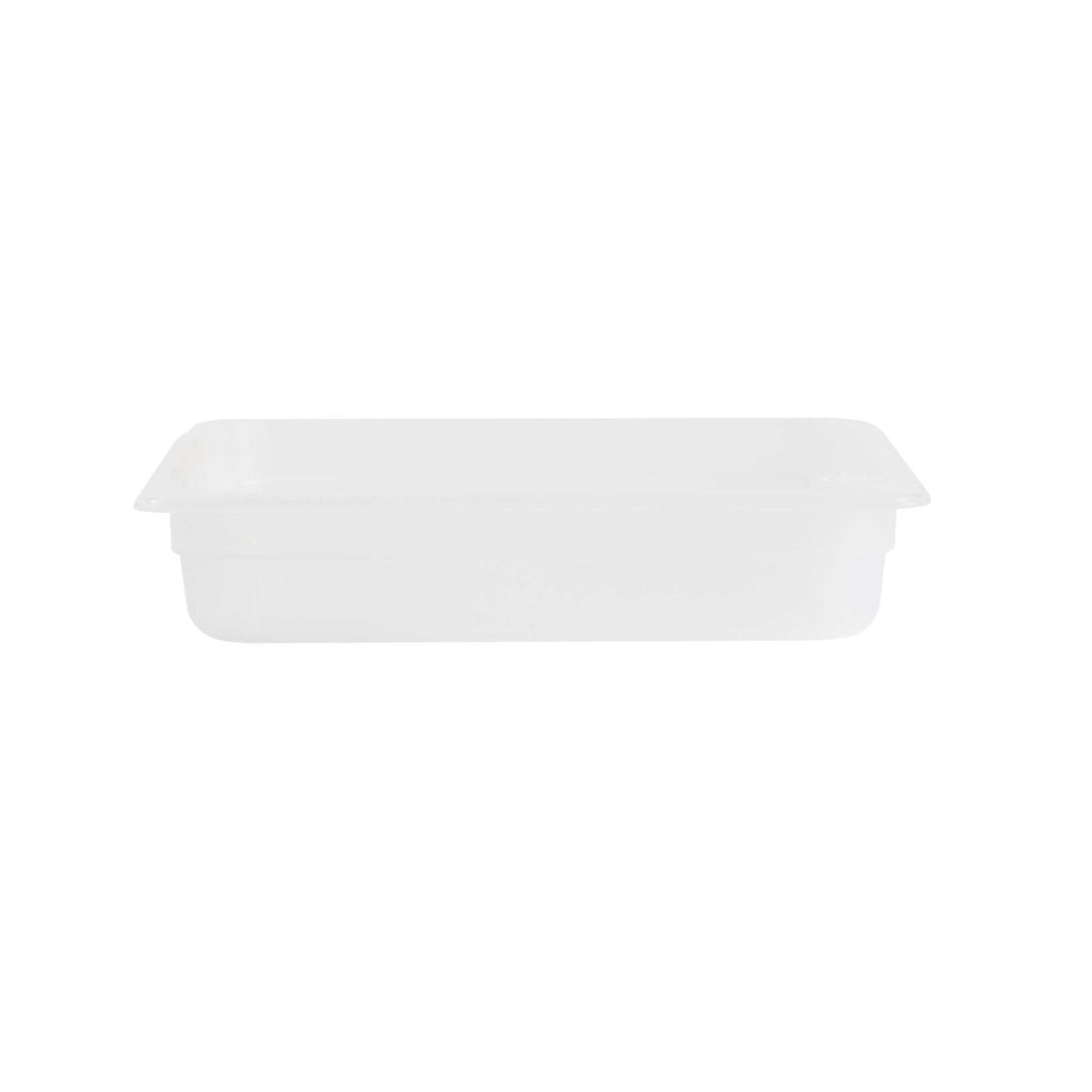 Met Lux Rectangle White Polypropylene Half Size Food Pan - 2.5" Deep, with Label - 1 count box