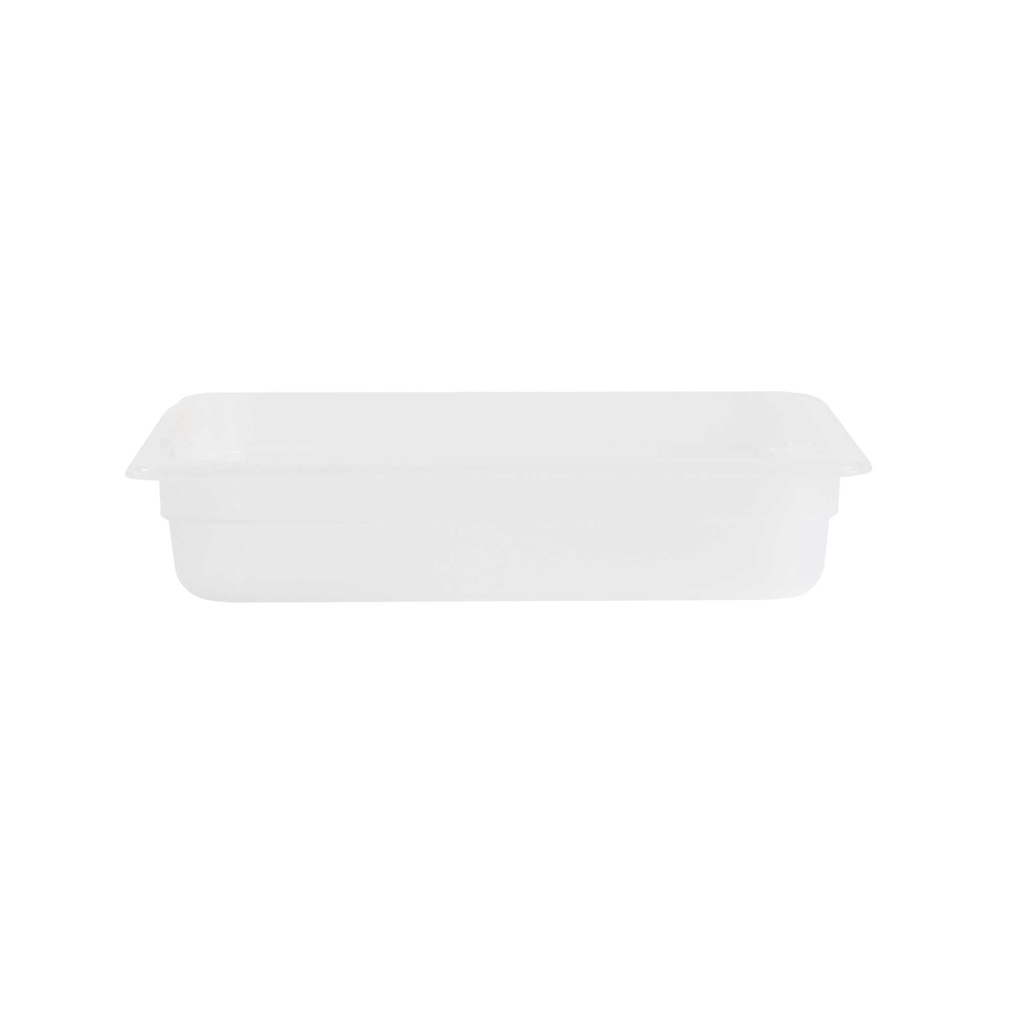 Met Lux Rectangle White Polypropylene Half Size Food Pan - 2.5" Deep, with Label - 1 count box