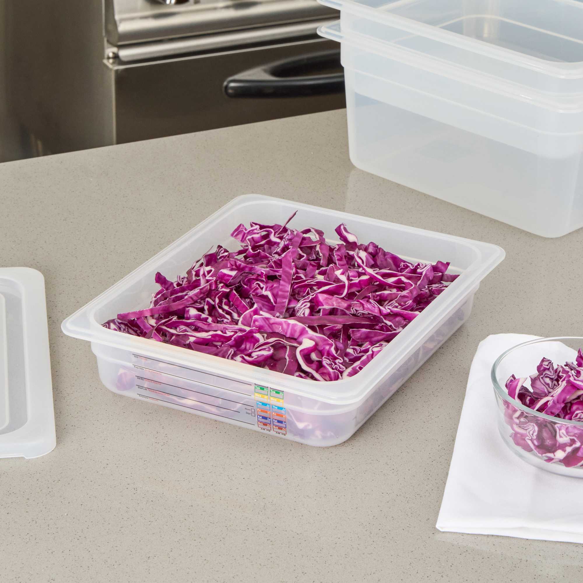 Met Lux Rectangle White Polypropylene Half Size Food Pan - 2.5" Deep, with Label - 1 count box