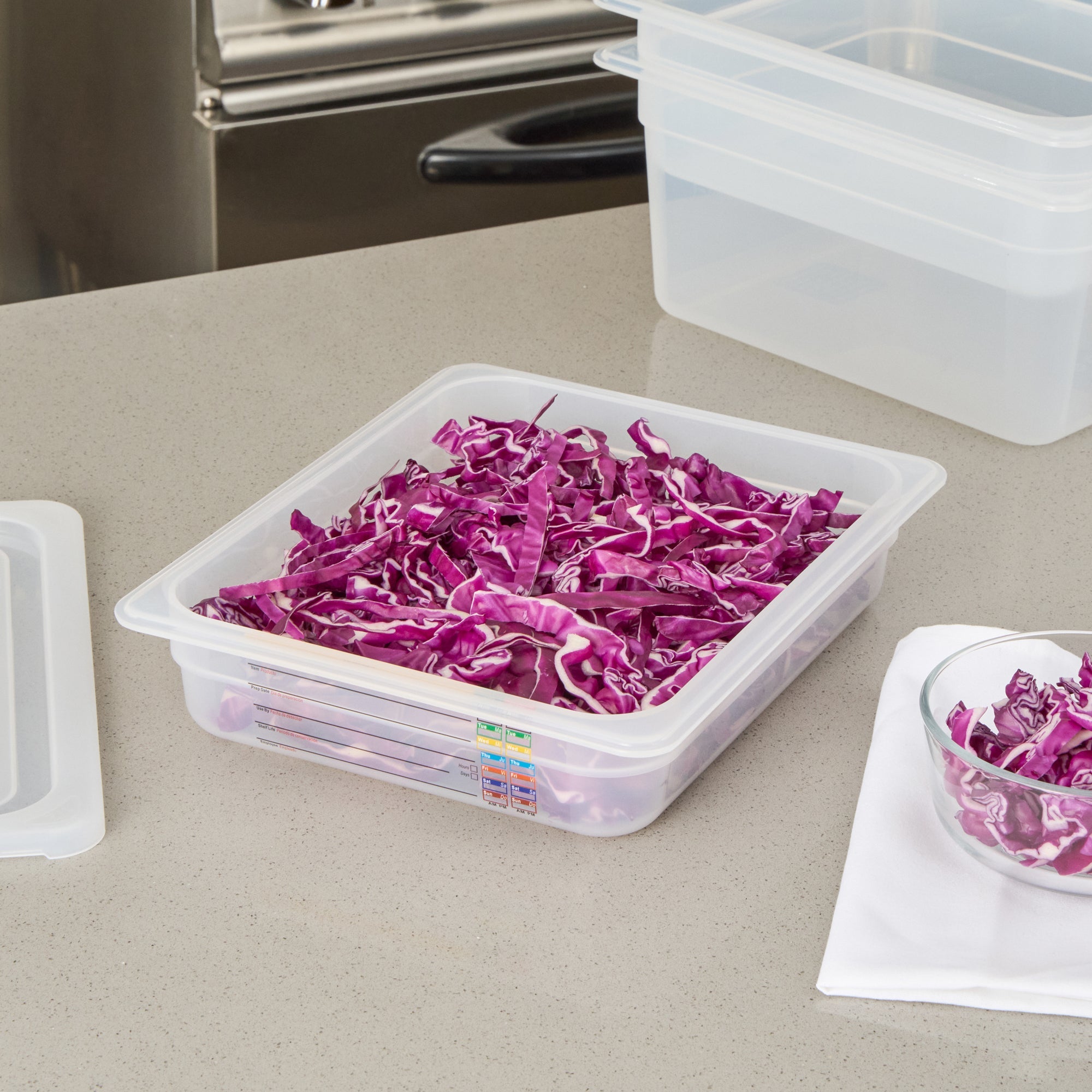 Met Lux Rectangle White Polypropylene Half Size Food Pan - 2.5" Deep, with Label - 10 count box