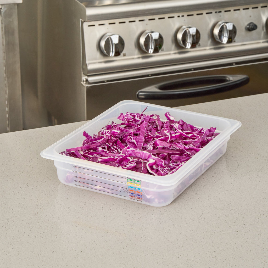 Met Lux Rectangle White Polypropylene Half Size Food Pan - 2.5" Deep, with Label - 10 count box