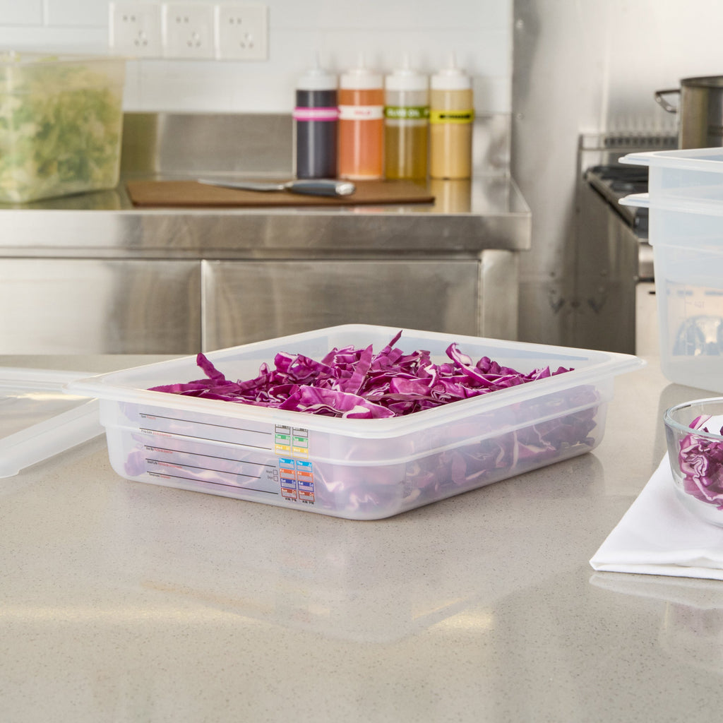 Met Lux Rectangle White Polypropylene Half Size Food Pan - 2.5" Deep, with Label - 10 count box