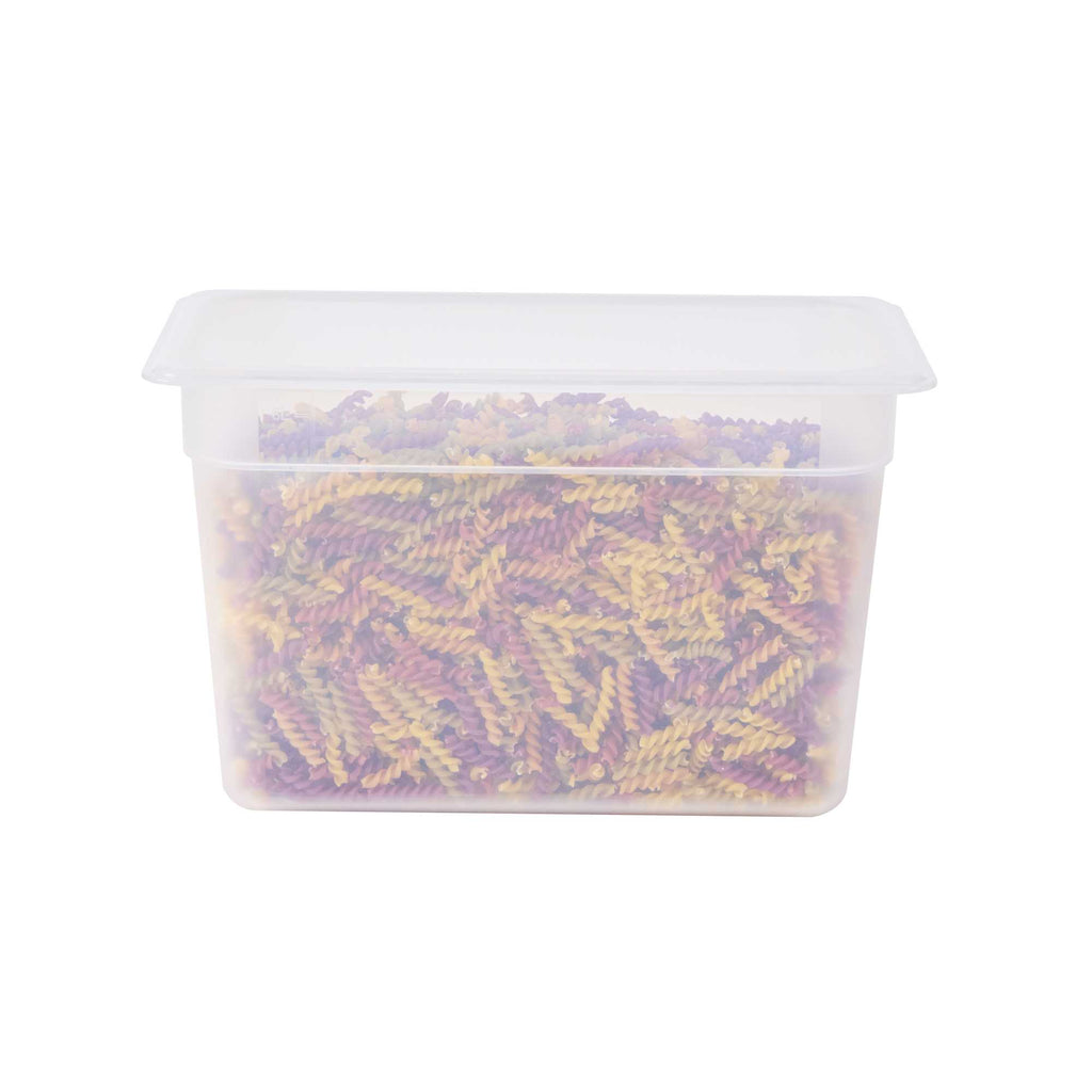 Met Lux Rectangle White Polypropylene 1/3 Size Food Pan - 8" Deep, with Label - 1 count box