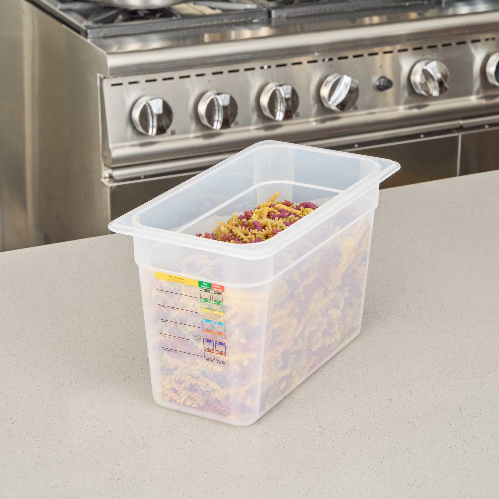 Met Lux Rectangle White Polypropylene 1/3 Size Food Pan - 8" Deep, with Label - 1 count box