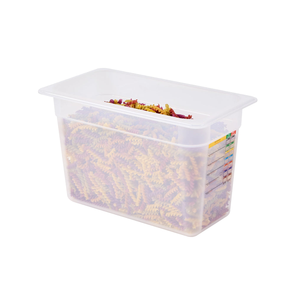 Met Lux Rectangle White Polypropylene 1/3 Size Food Pan - 8" Deep, with Label - 10 count box