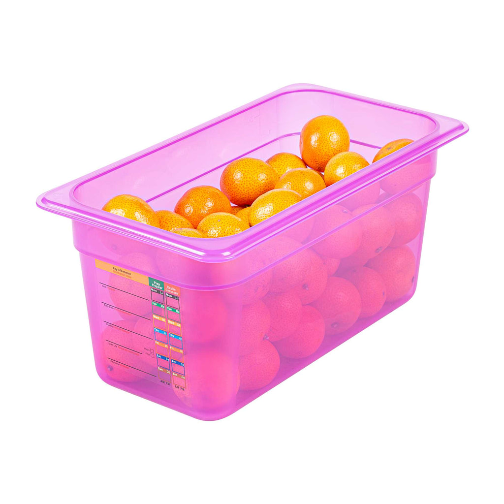 Met Lux Purple Allergen-Free Polypropylene 1/3 Size Food Pan - 6" Deep, with Label - 1 count box
