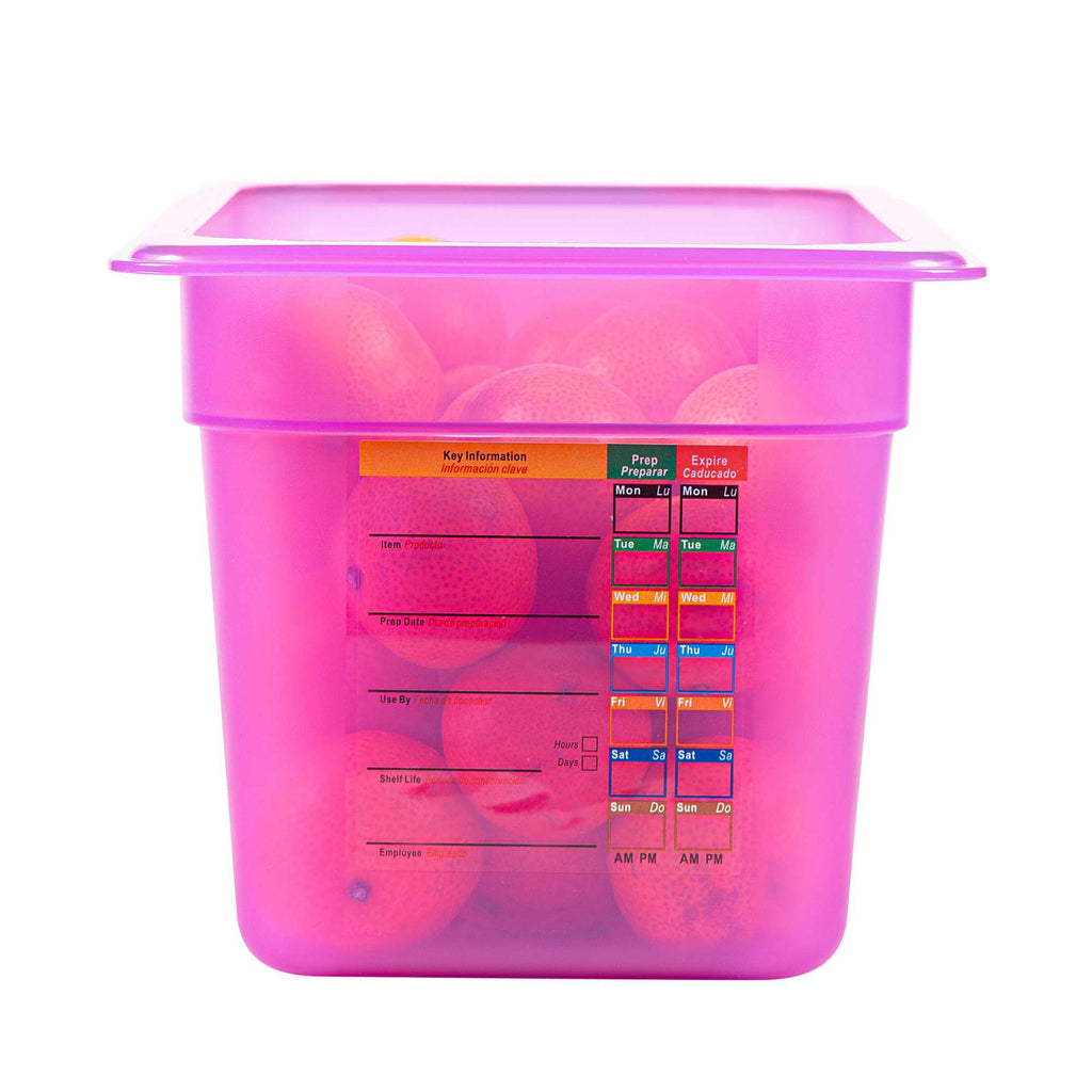 Met Lux Purple Allergen-Free Polypropylene 1/3 Size Food Pan - 6" Deep, with Label - 1 count box