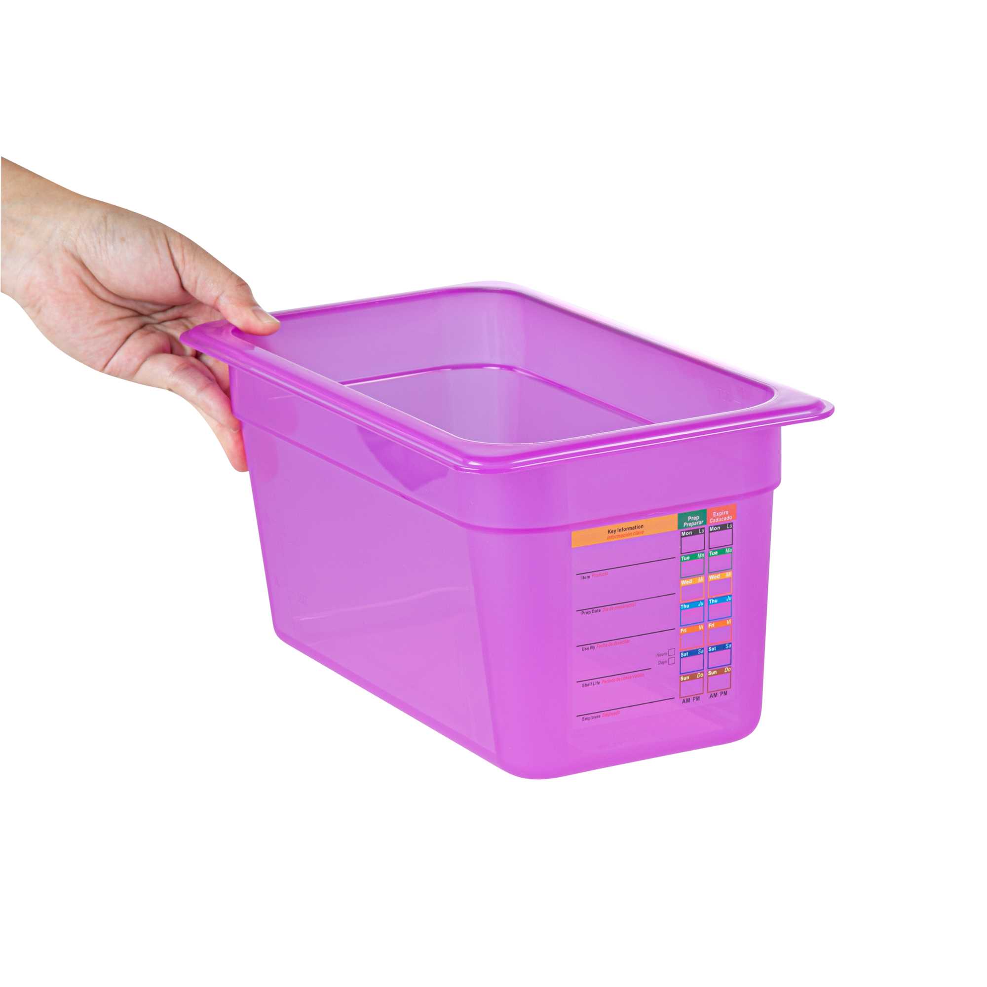 Met Lux Purple Allergen-Free Polypropylene 1/3 Size Food Pan - 6" Deep, with Label - 1 count box