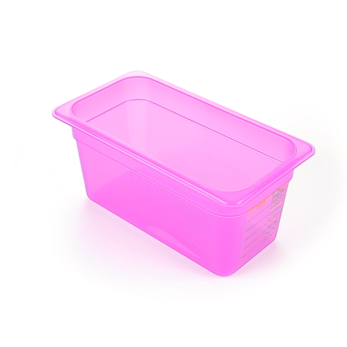 Met Lux Purple Allergen-Free Polypropylene 1/3 Size Food Pan - 6" Deep, with Label - 1 count box