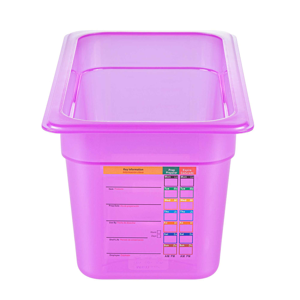 Met Lux Purple Allergen-Free Polypropylene 1/3 Size Food Pan - 6" Deep, with Label - 1 count box