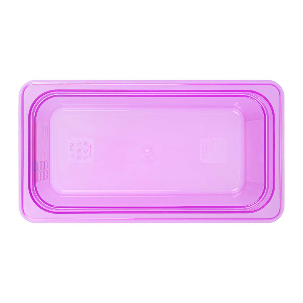 Met Lux Purple Allergen-Free Polypropylene 1/3 Size Food Pan - 6" Deep, with Label - 1 count box