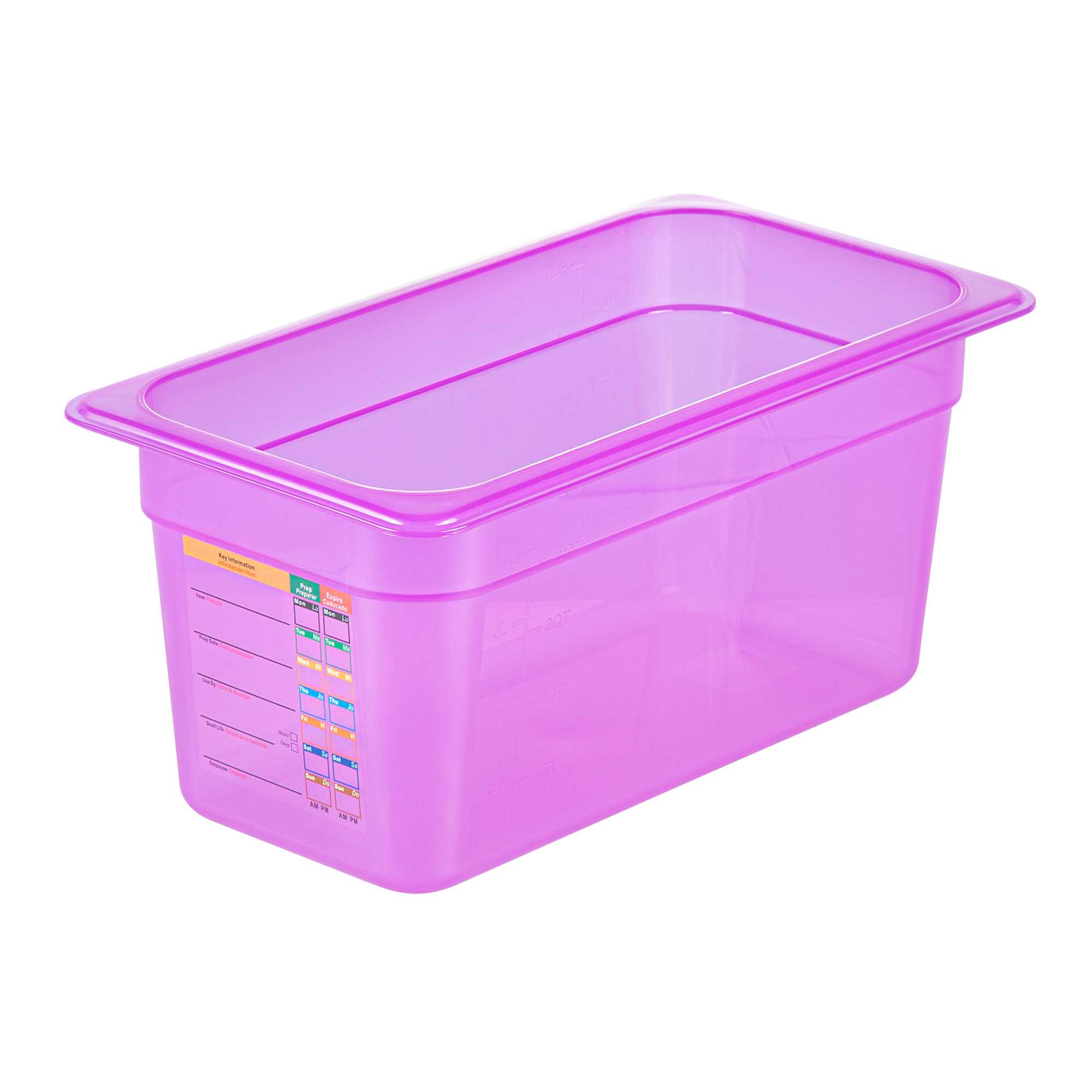Met Lux Purple Allergen-Free Polypropylene 1/3 Size Food Pan - 6" Deep, with Label - 10 count box