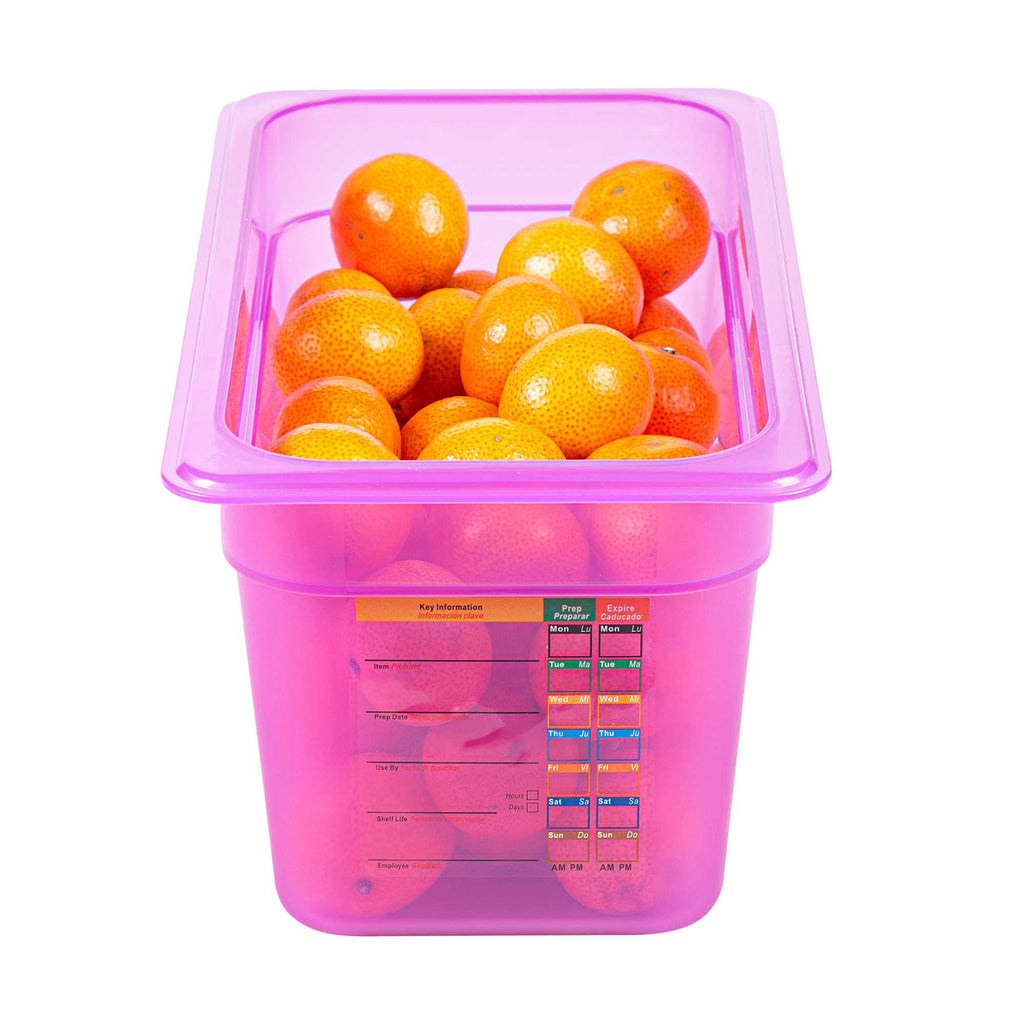 Met Lux Purple Allergen-Free Polypropylene 1/3 Size Food Pan - 6" Deep, with Label - 10 count box