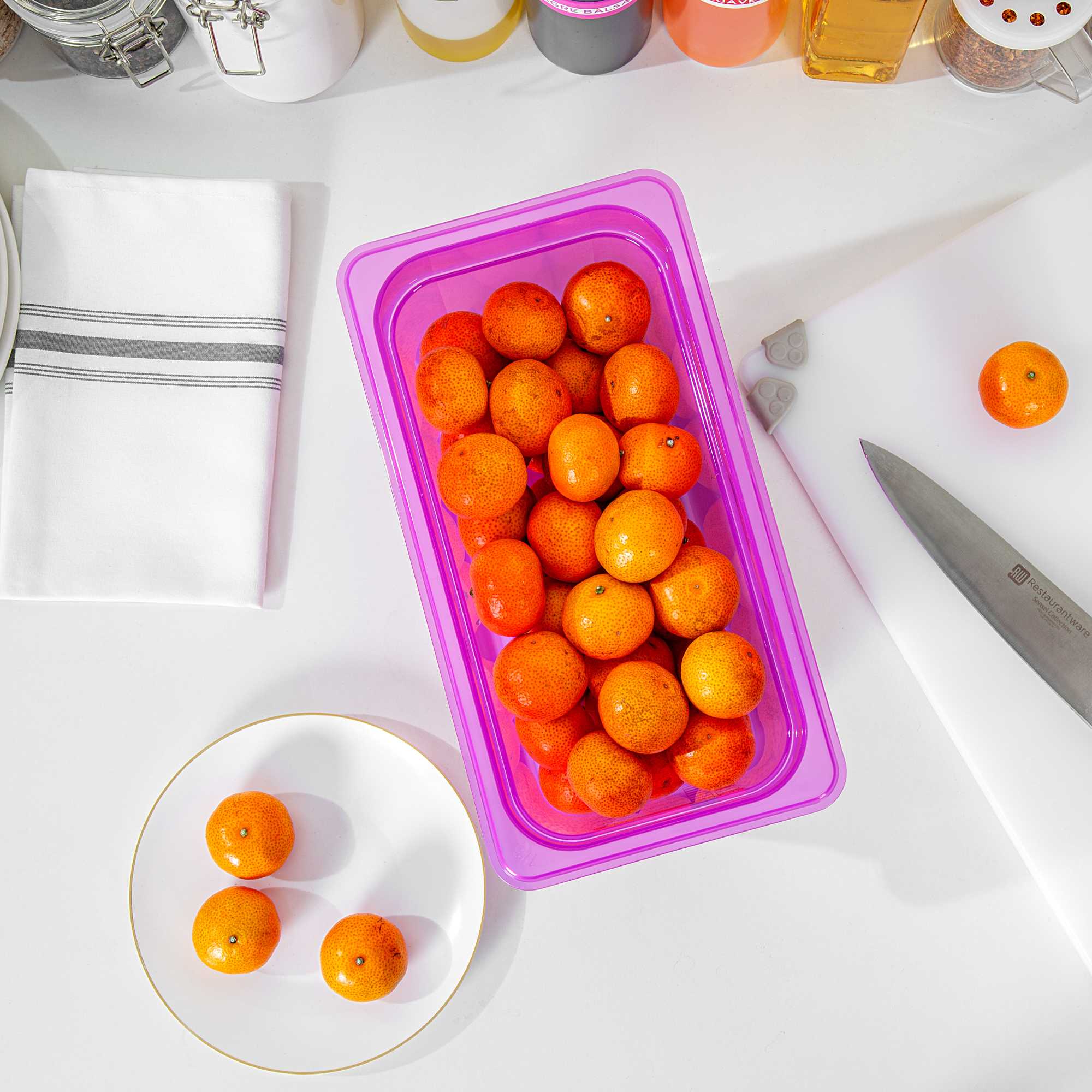 Met Lux Purple Allergen-Free Polypropylene 1/3 Size Food Pan - 6" Deep, with Label - 10 count box