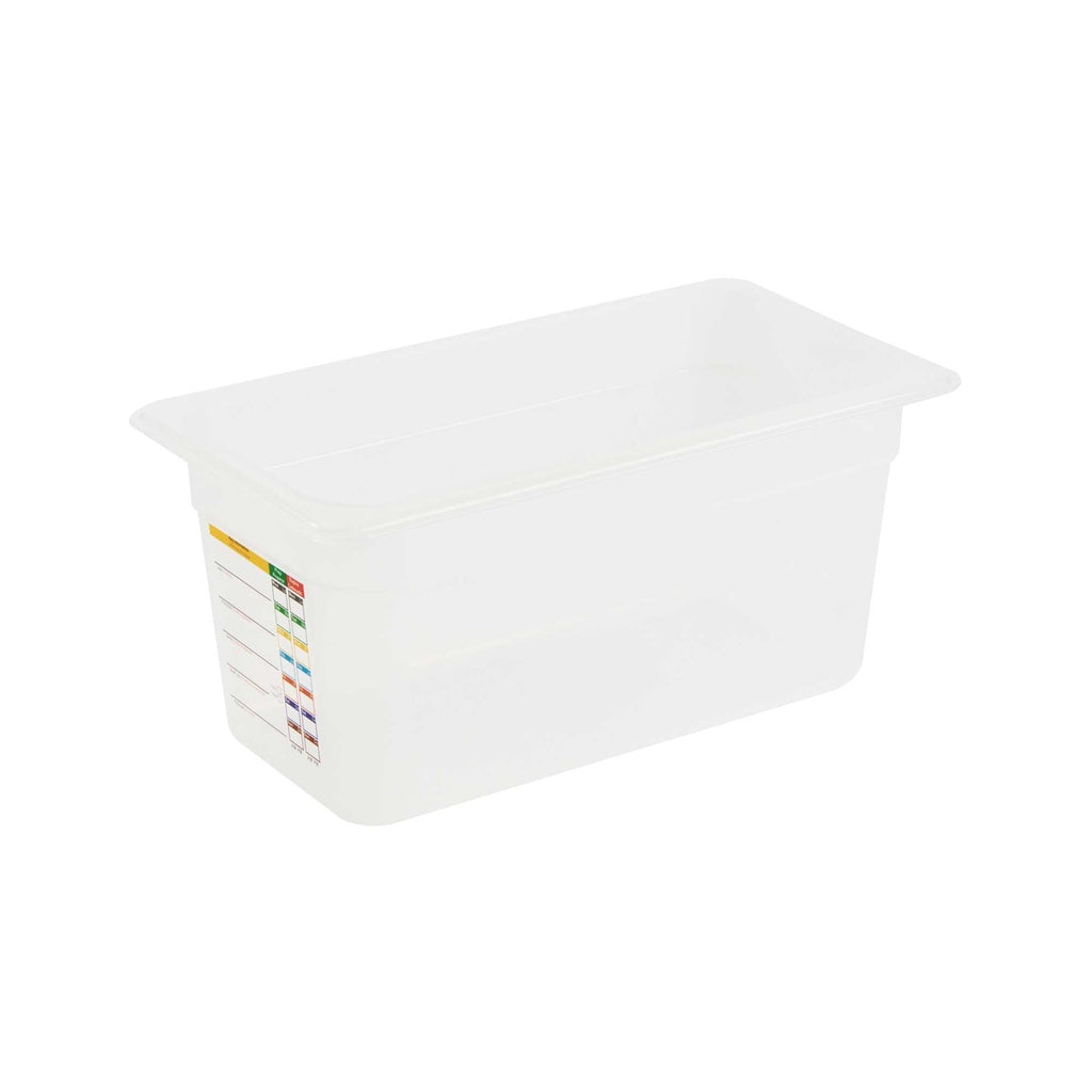 Met Lux Rectangle White Polypropylene 1/3 Size Food Pan - 6" Deep, with Label - 1 count box