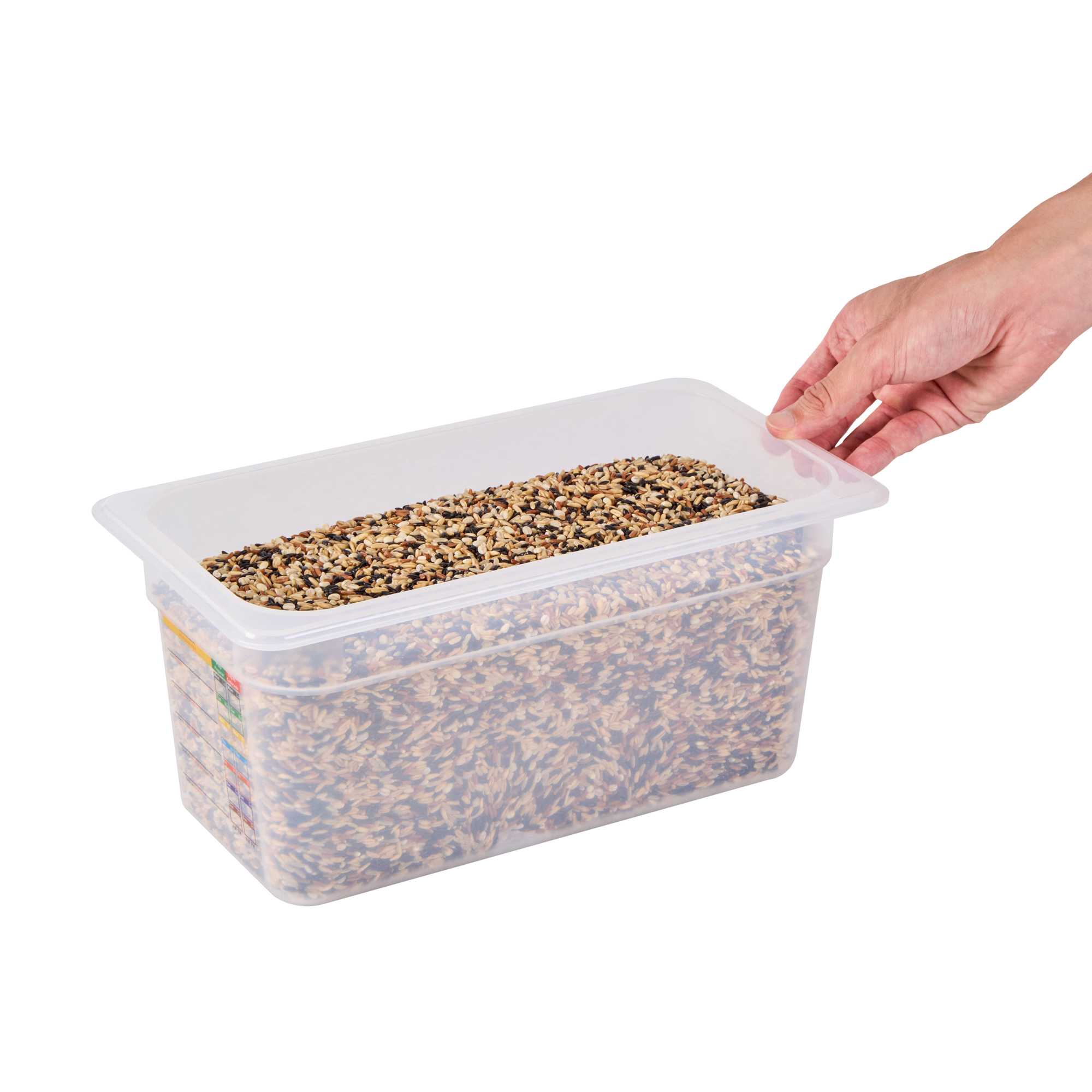 Met Lux Rectangle White Polypropylene 1/3 Size Food Pan - 6" Deep, with Label - 1 count box