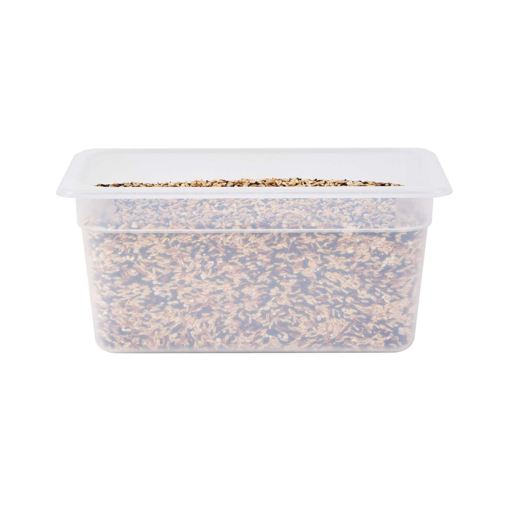 Met Lux Rectangle White Polypropylene 1/3 Size Food Pan - 6" Deep, with Label - 1 count box