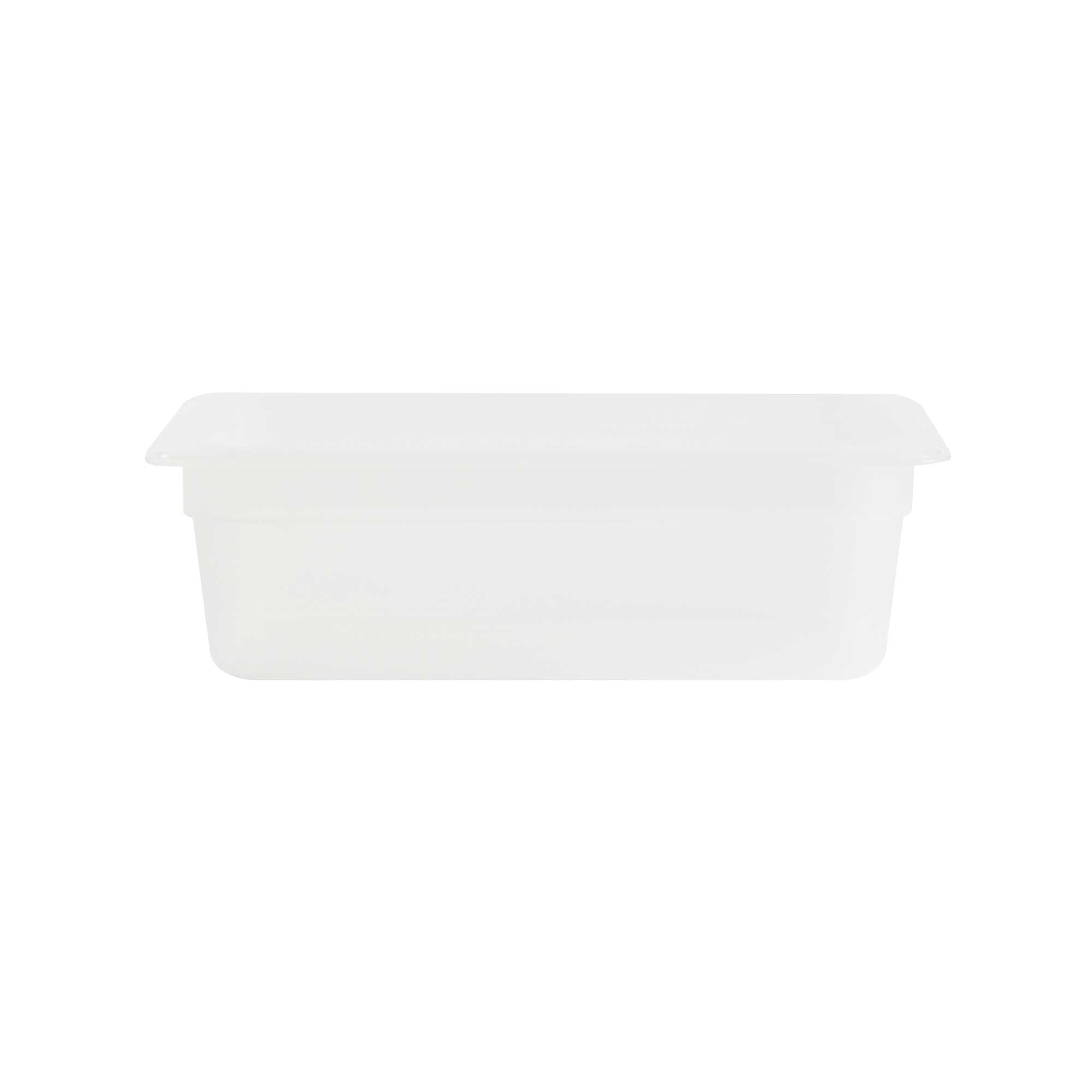 Met Lux Rectangle White Polypropylene 1/3 Size Food Pan - 4" Deep, with Label - 1 count box