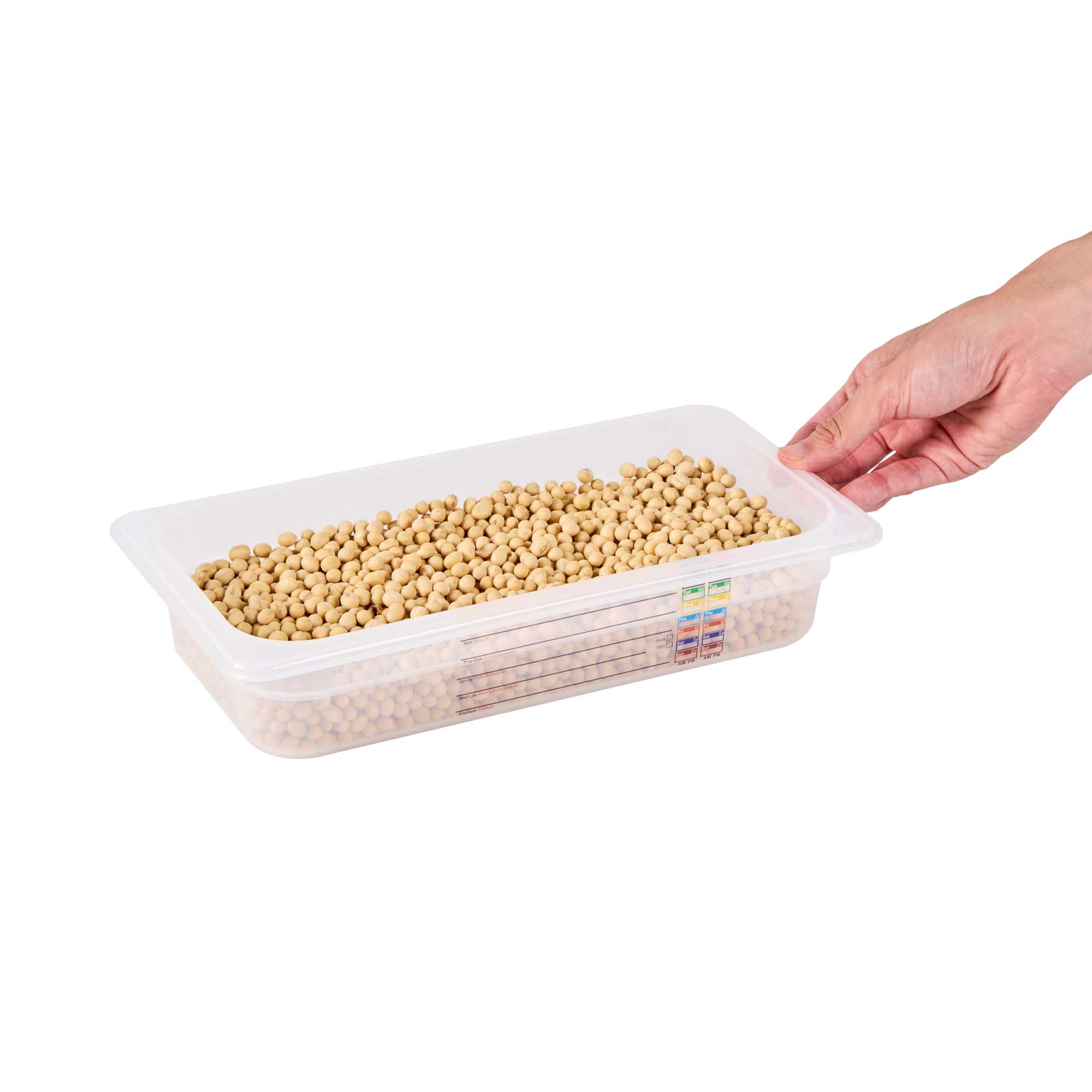 Met Lux Rectangle White Polypropylene 1/3 Size Food Pan - 2.5" Deep, with Label - 1 count box