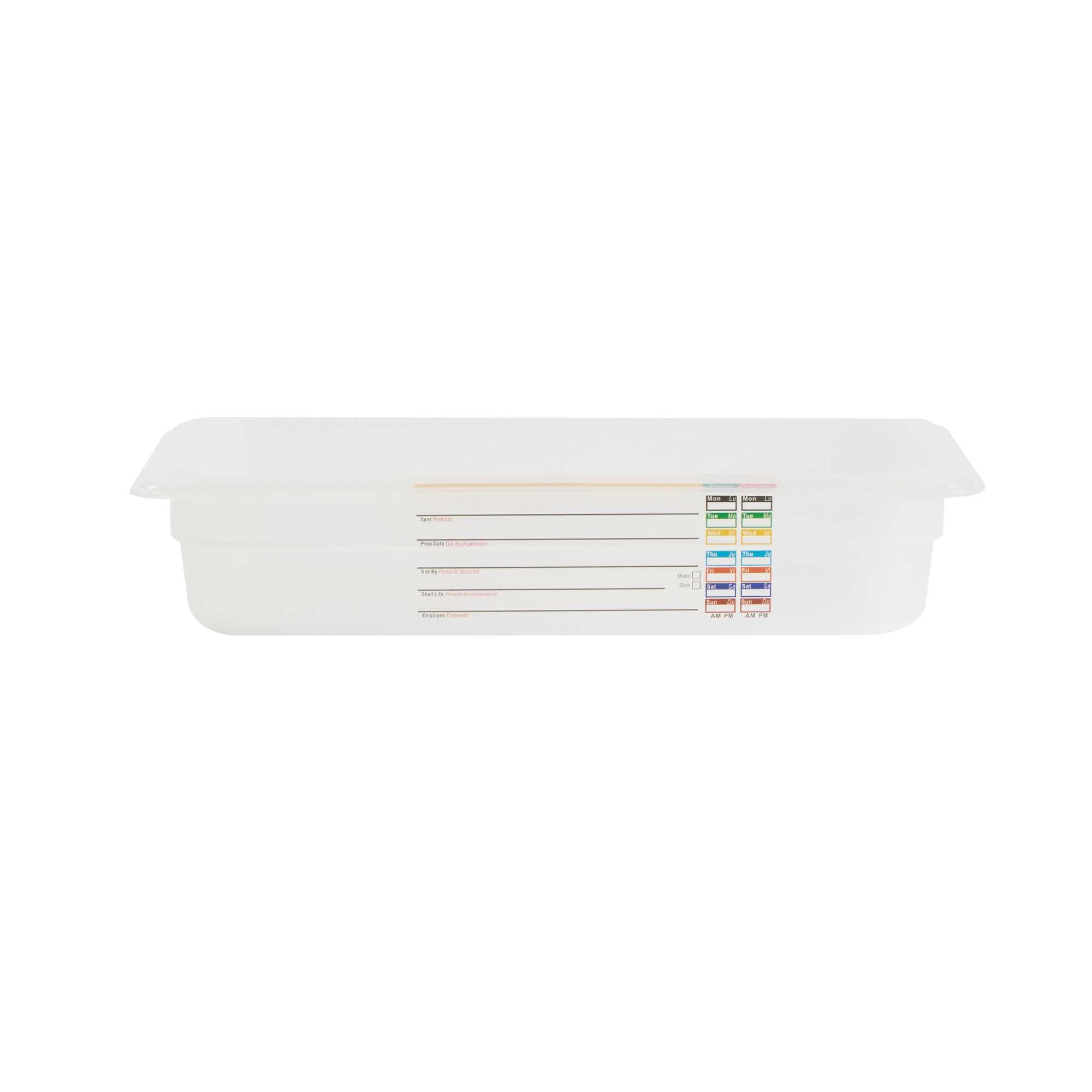 Met Lux Rectangle White Polypropylene 1/3 Size Food Pan - 2.5" Deep, with Label - 1 count box
