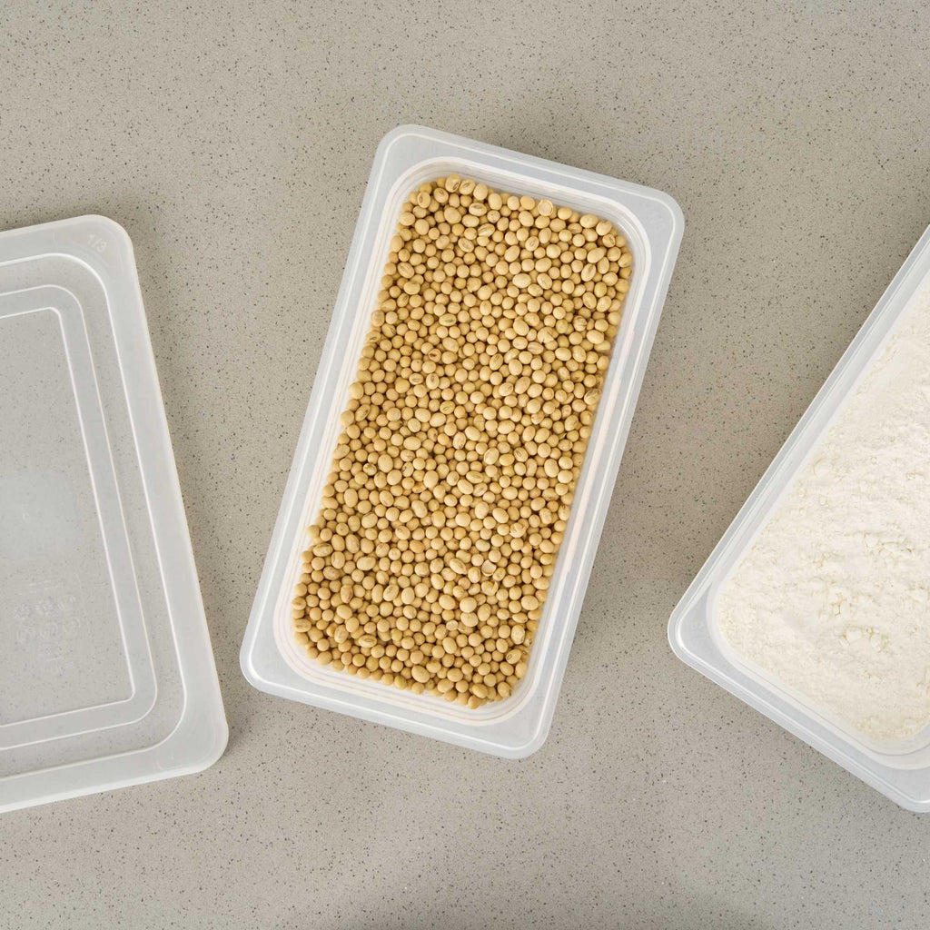 Met Lux Rectangle White Polypropylene 1/3 Size Food Pan - 2.5" Deep, with Label - 1 count box