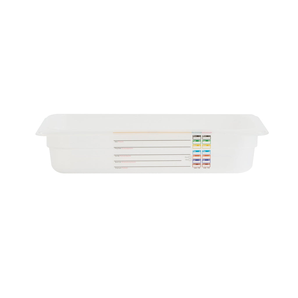 Met Lux Rectangle White Polypropylene 1/3 Size Food Pan - 2.5" Deep, with Label - 10 count box