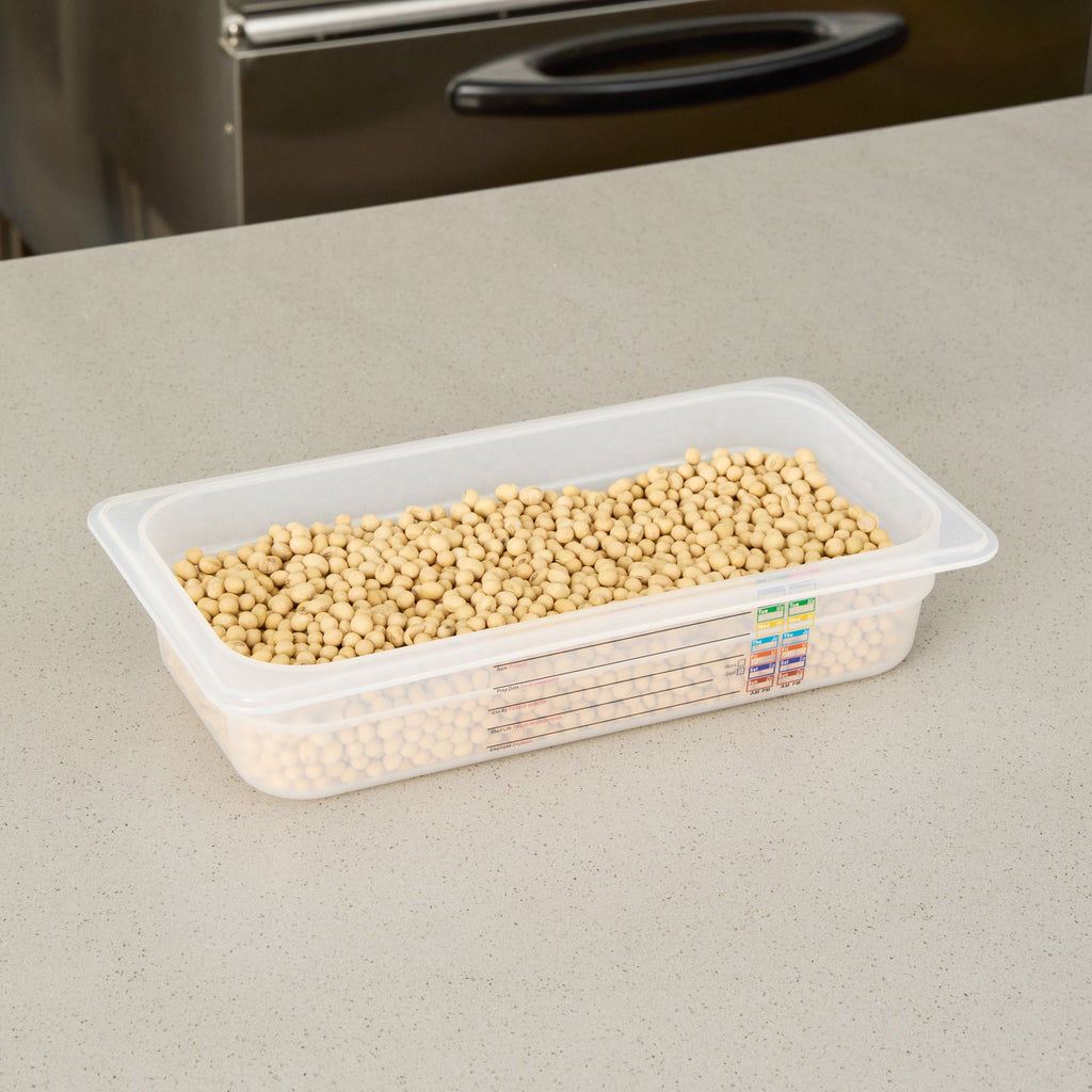 Met Lux Rectangle White Polypropylene 1/3 Size Food Pan - 2.5" Deep, with Label - 10 count box